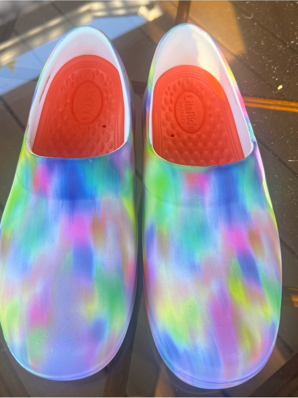 Crocs At Work Tie Dye Multicolor Slip-On Closed Toe Clog Women’s 8